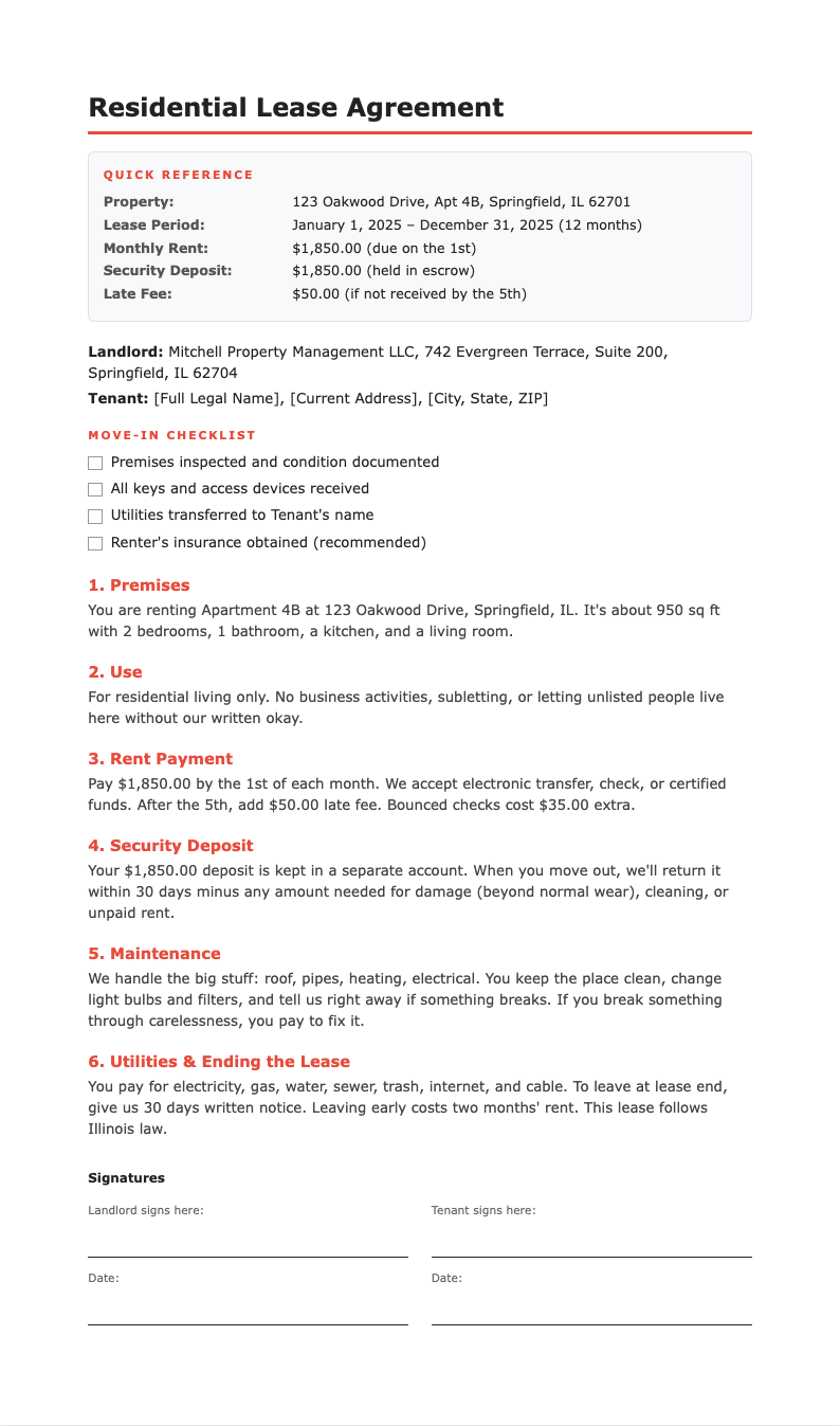 Clean scannable lease agreement